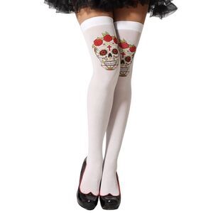New Womens Boutique Day of The Dead Skull Halloween Costume Thigh High Stockings